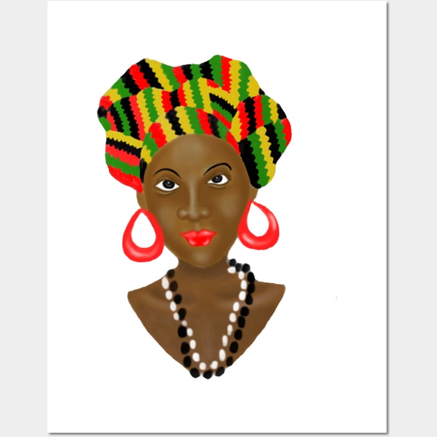 African Queen Kente Pattern Wall Art by Merchweaver